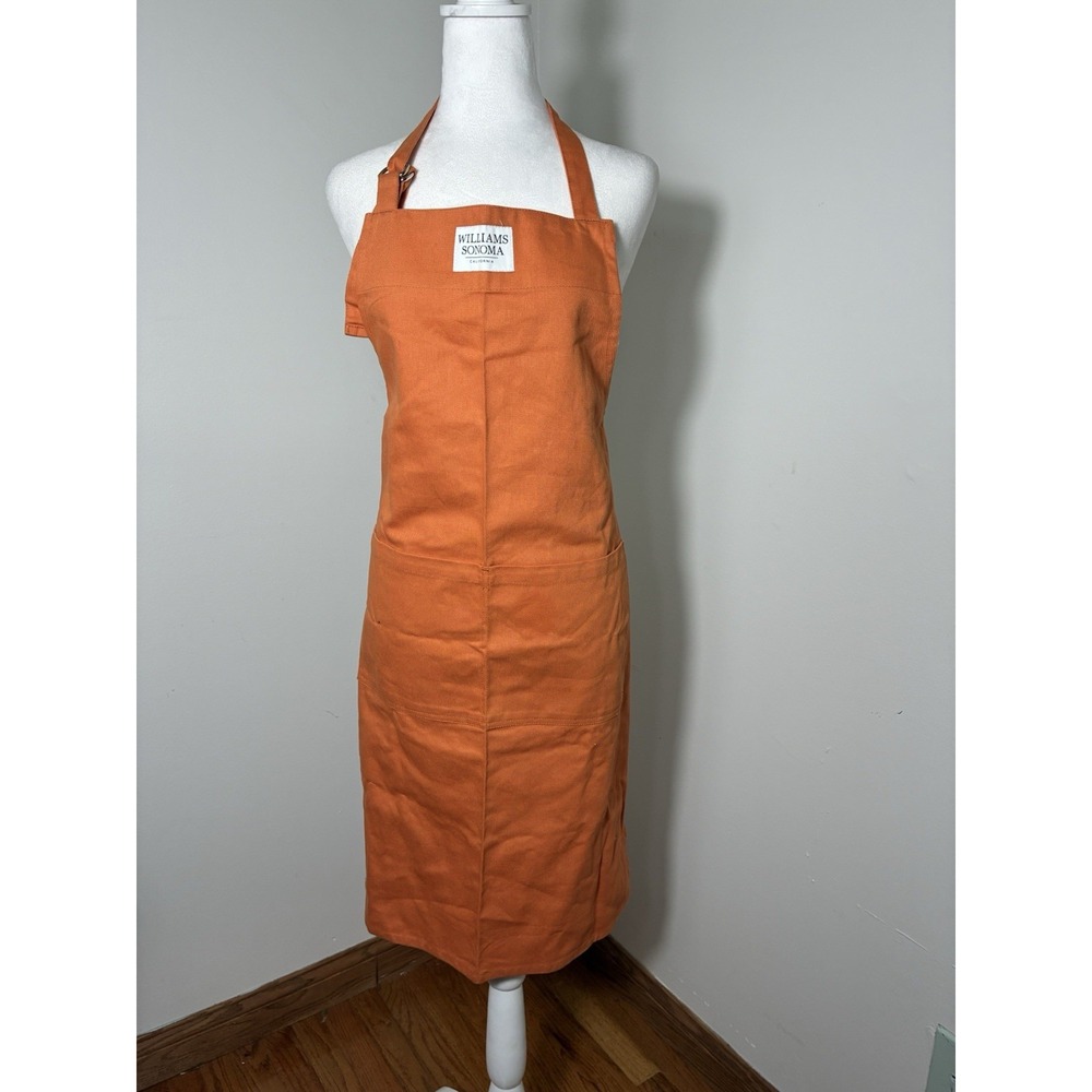 William Sonoma Solid Color Cooking Apron 100% Cotton Ajustable